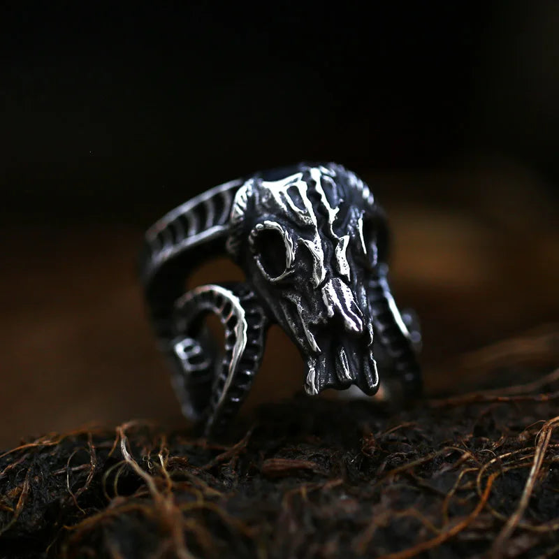 Stainless Steel Viking Skull Ring – Symbol of Power, Death, and Rebirth