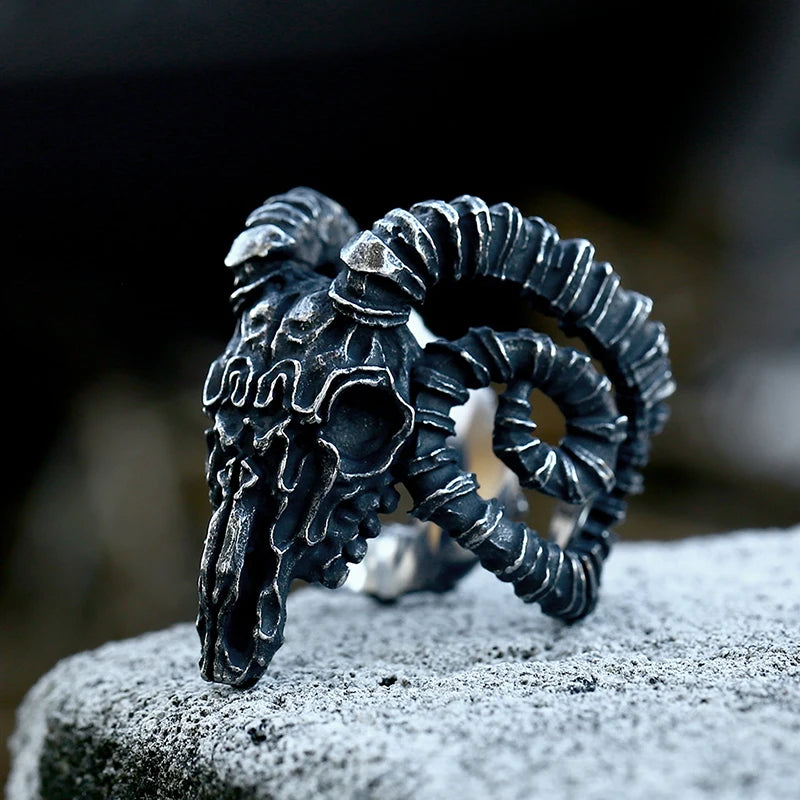 Stainless Steel Viking Skull Ring – Symbol of Power, Death, and Rebirth