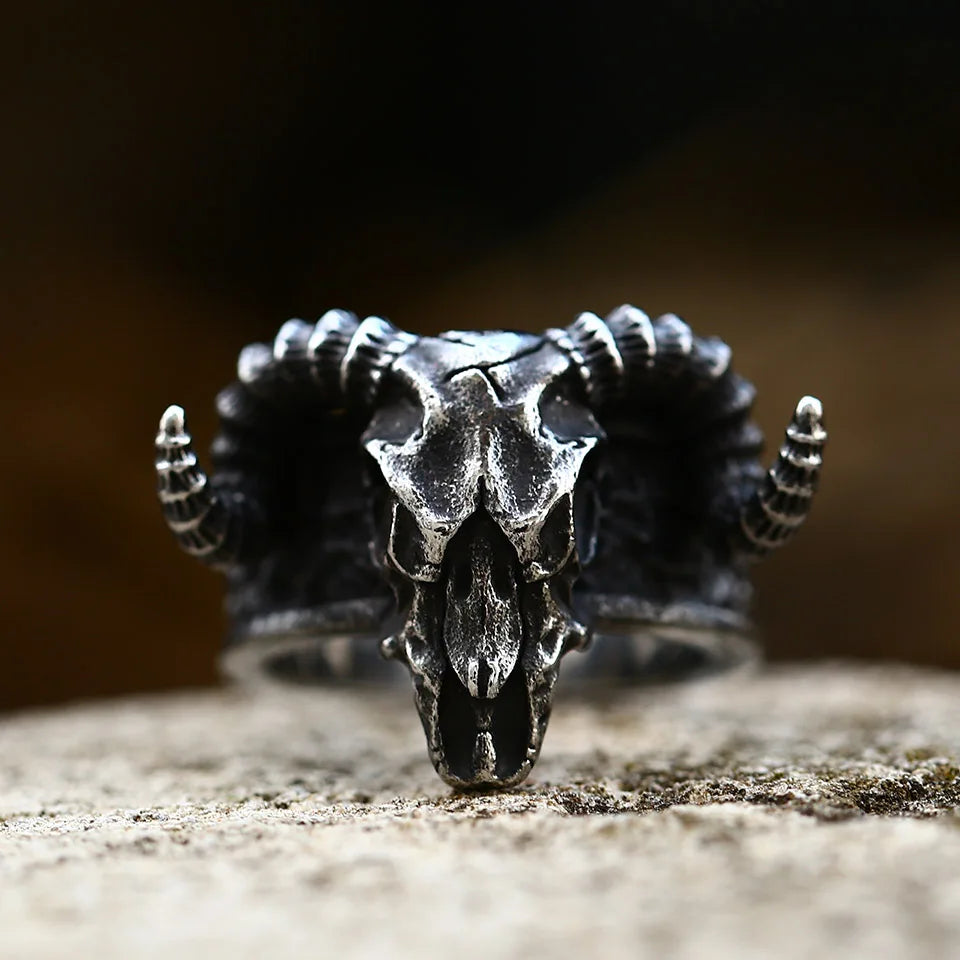 Stainless Steel Viking Skull Ring – Symbol of Power, Death, and Rebirth