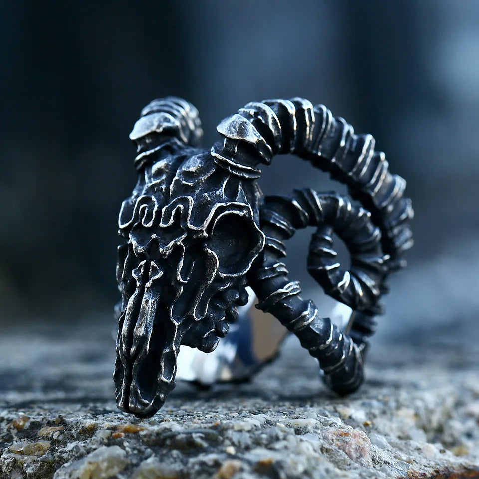 Stainless Steel Viking Skull Ring – Symbol of Power, Death, and Rebirth