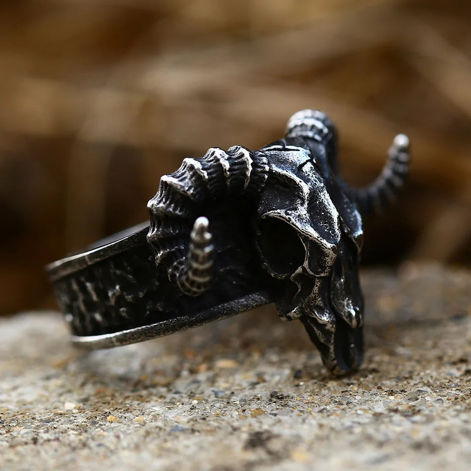 Stainless Steel Viking Skull Ring – Symbol of Power, Death, and Rebirth