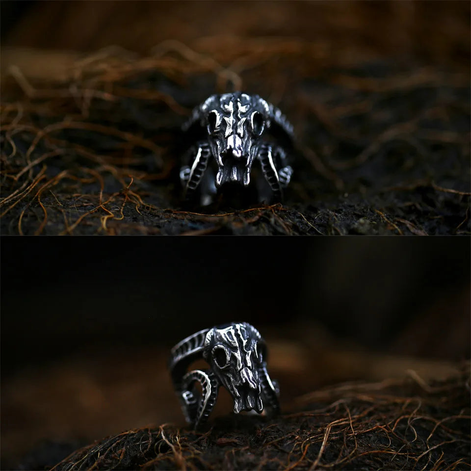 Stainless Steel Viking Skull Ring – Symbol of Power, Death, and Rebirth