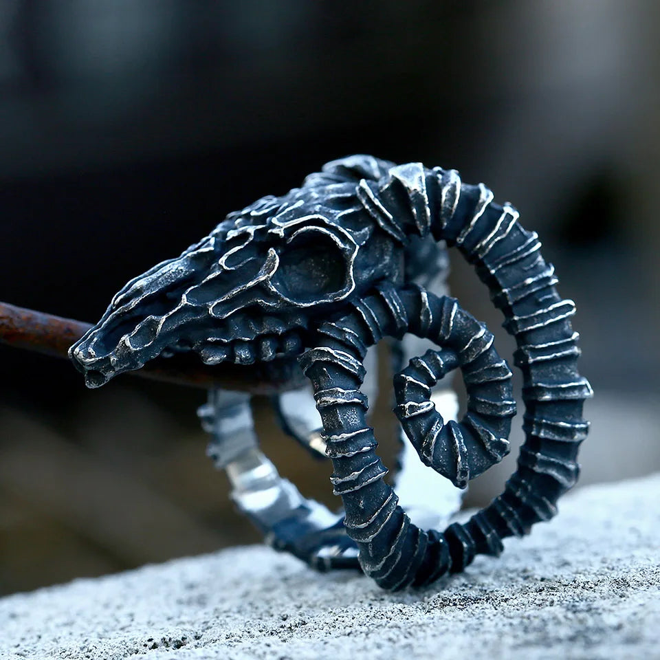 Stainless Steel Viking Skull Ring – Symbol of Power, Death, and Rebirth