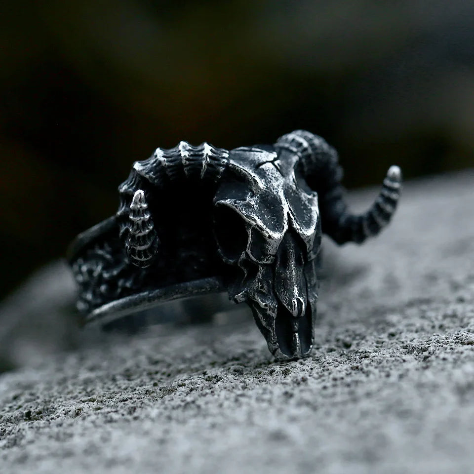 Stainless Steel Viking Skull Ring – Symbol of Power, Death, and Rebirth