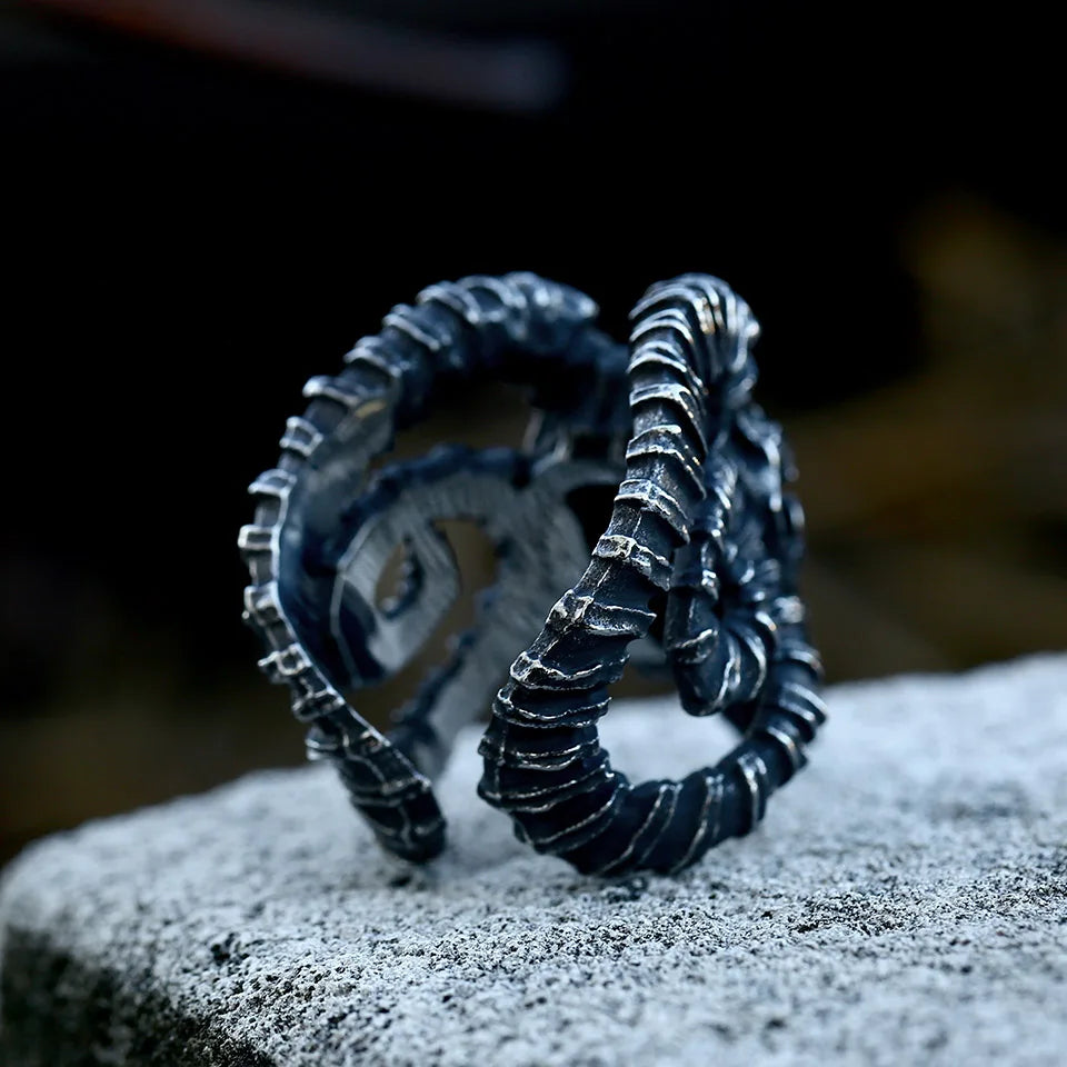 Stainless Steel Viking Skull Ring – Symbol of Power, Death, and Rebirth