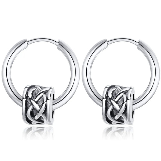 Celtic Knot Hoop Earrings – Norse-Inspired Stainless Steel Huggies for Men & Women (18mm)
