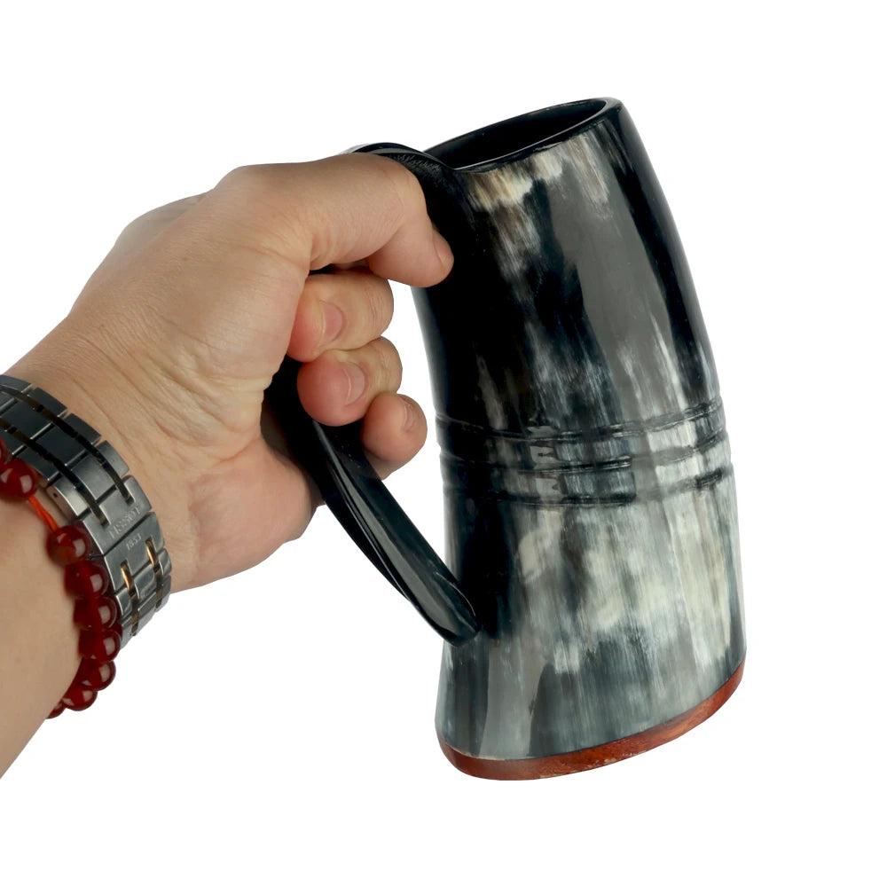 Natural Buffalo Horn Viking Mug – Handmade Norse Drinking Cup