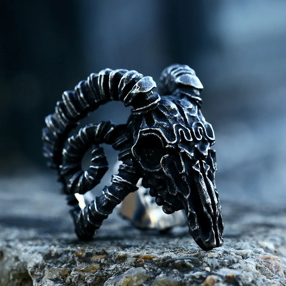 Stainless Steel Viking Skull Ring – Symbol of Power, Death, and Rebirth