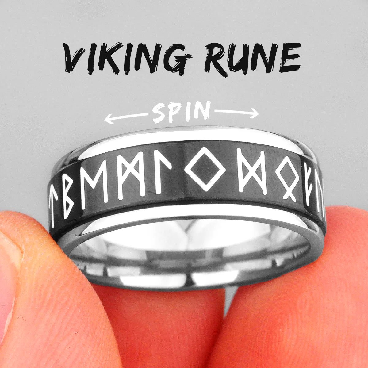 Luminous Stainless Steel Viking Rune Rings - Odin's Shore