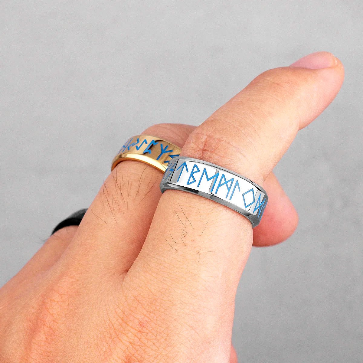 Luminous Stainless Steel Viking Rune Rings - Odin's Shore