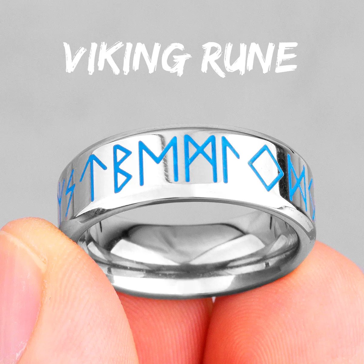 Luminous Stainless Steel Viking Rune Rings - Odin's Shore