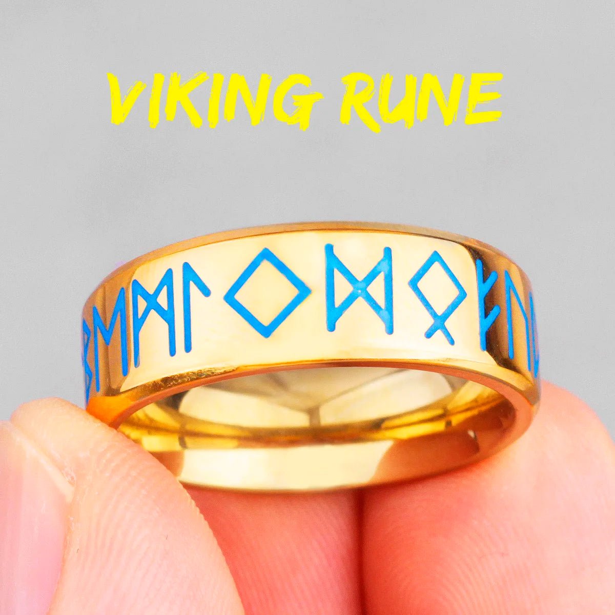 Luminous Stainless Steel Viking Rune Rings - Odin's Shore