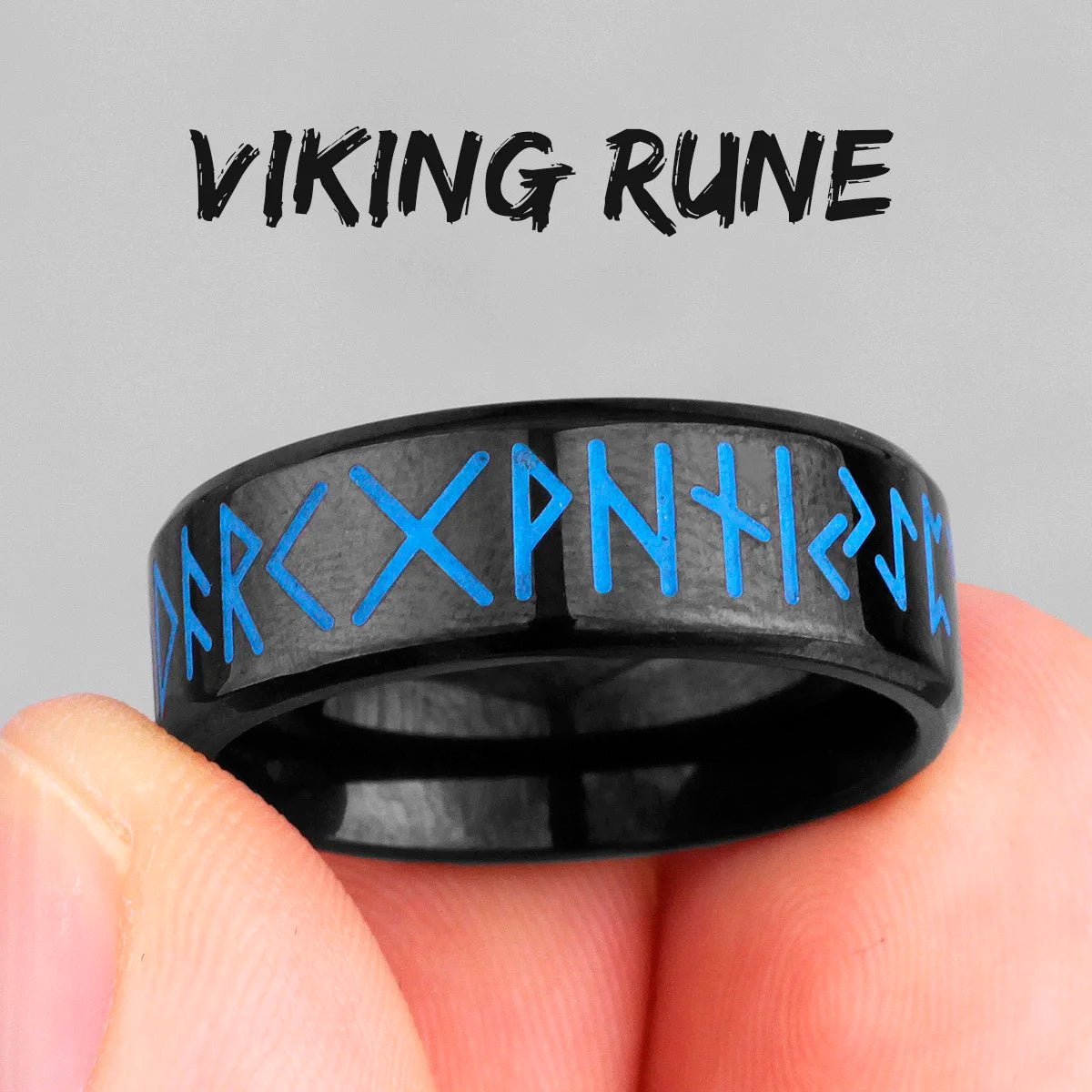 Luminous Stainless Steel Viking Rune Rings - Odin's Shore