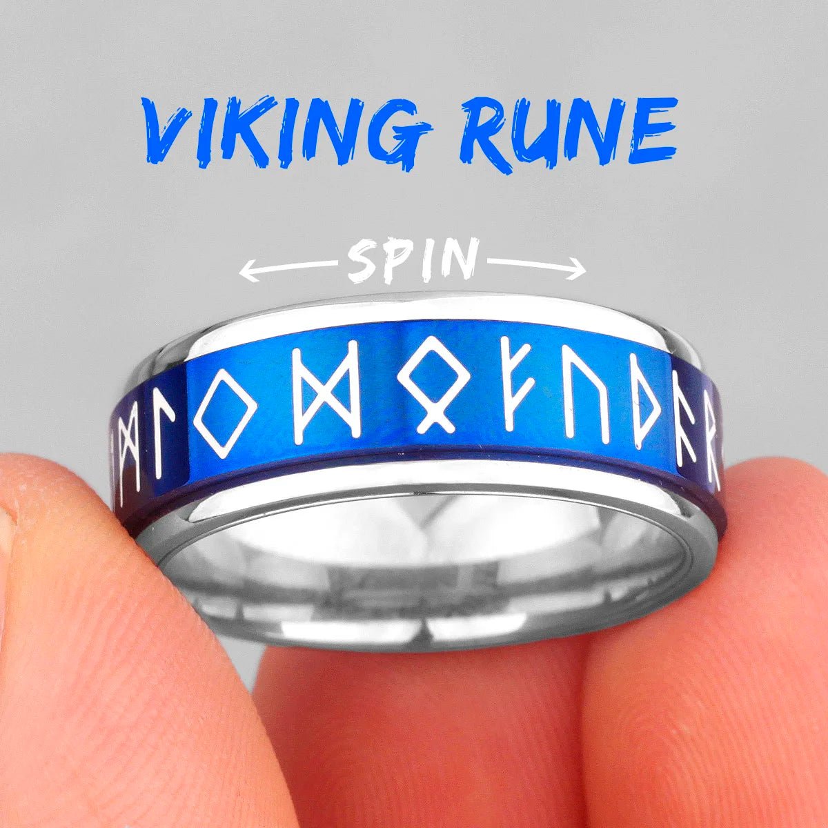 Luminous Stainless Steel Viking Rune Rings - Odin's Shore