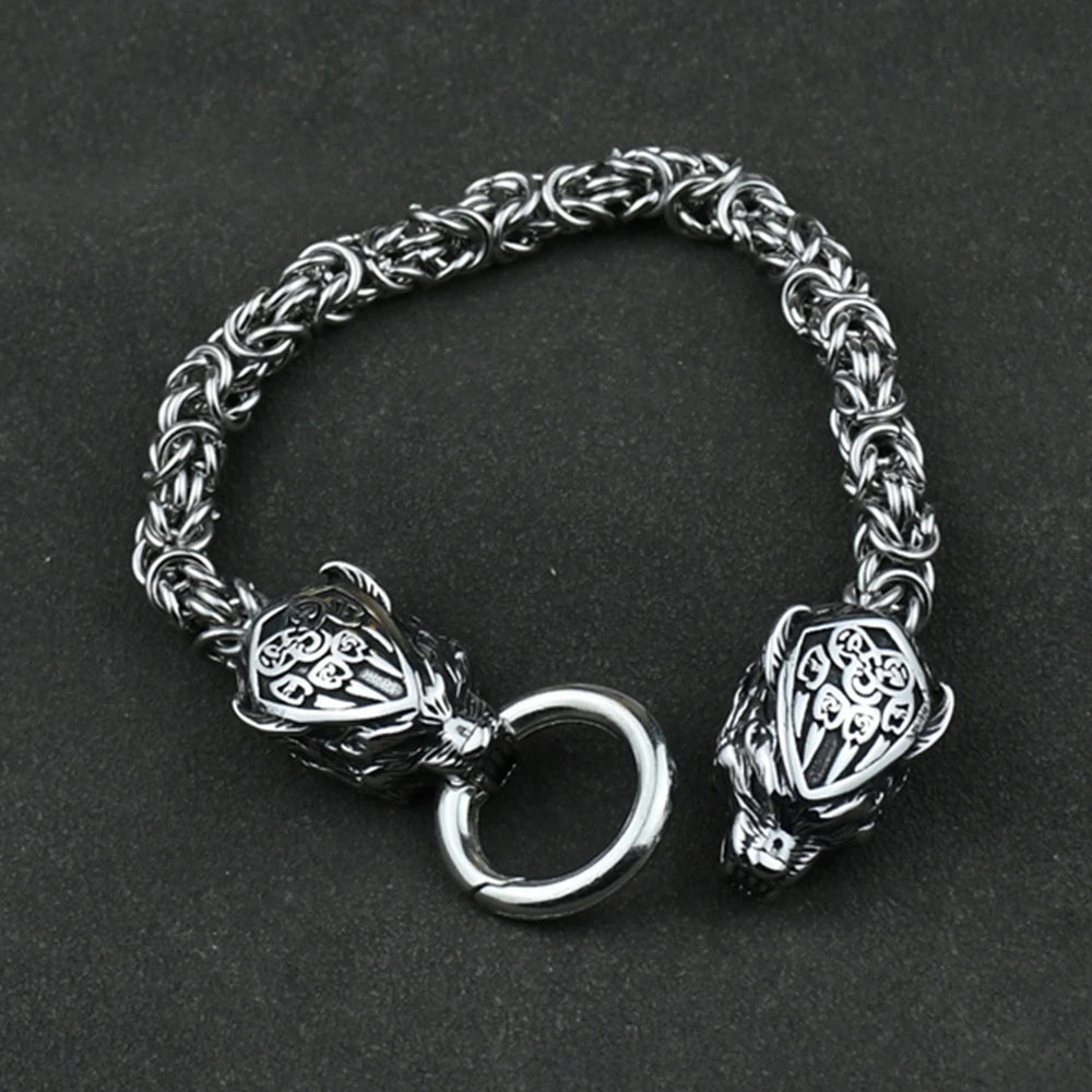 Norse Fenrir Wolf Head Bracelet - Odin's Shore
