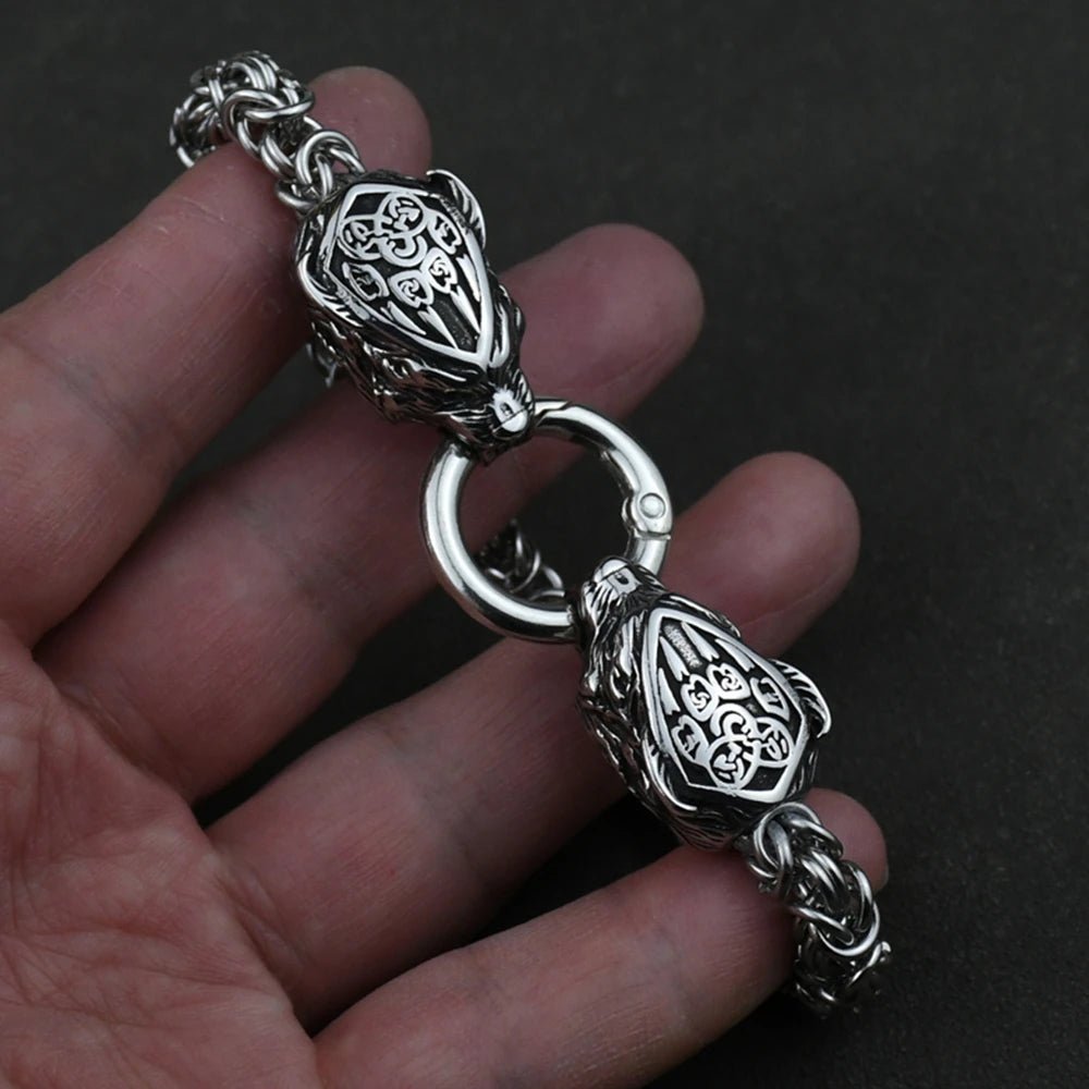 Norse Fenrir Wolf Head Bracelet - Odin's Shore