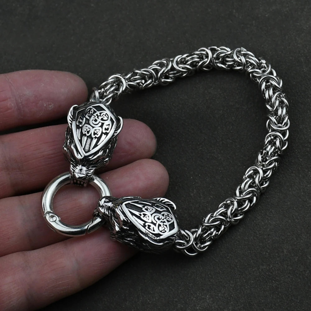 Norse Fenrir Wolf Head Bracelet - Odin's Shore