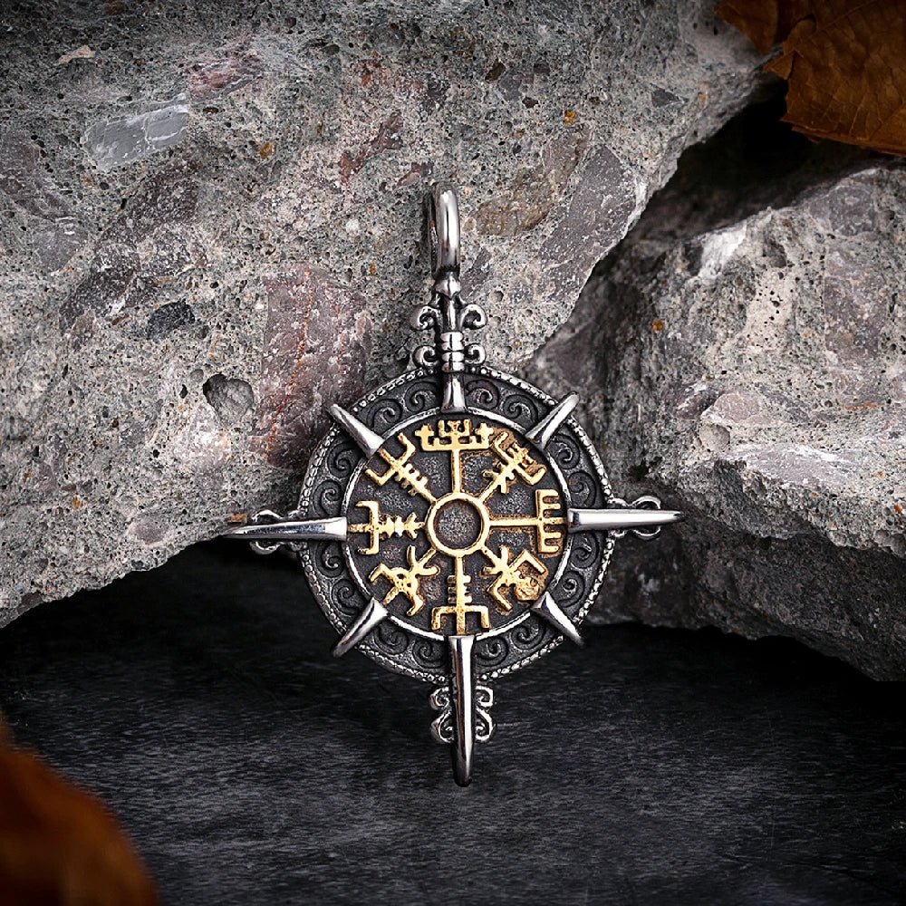 Viking Norse Runes Compass Necklace - Odin's Shore