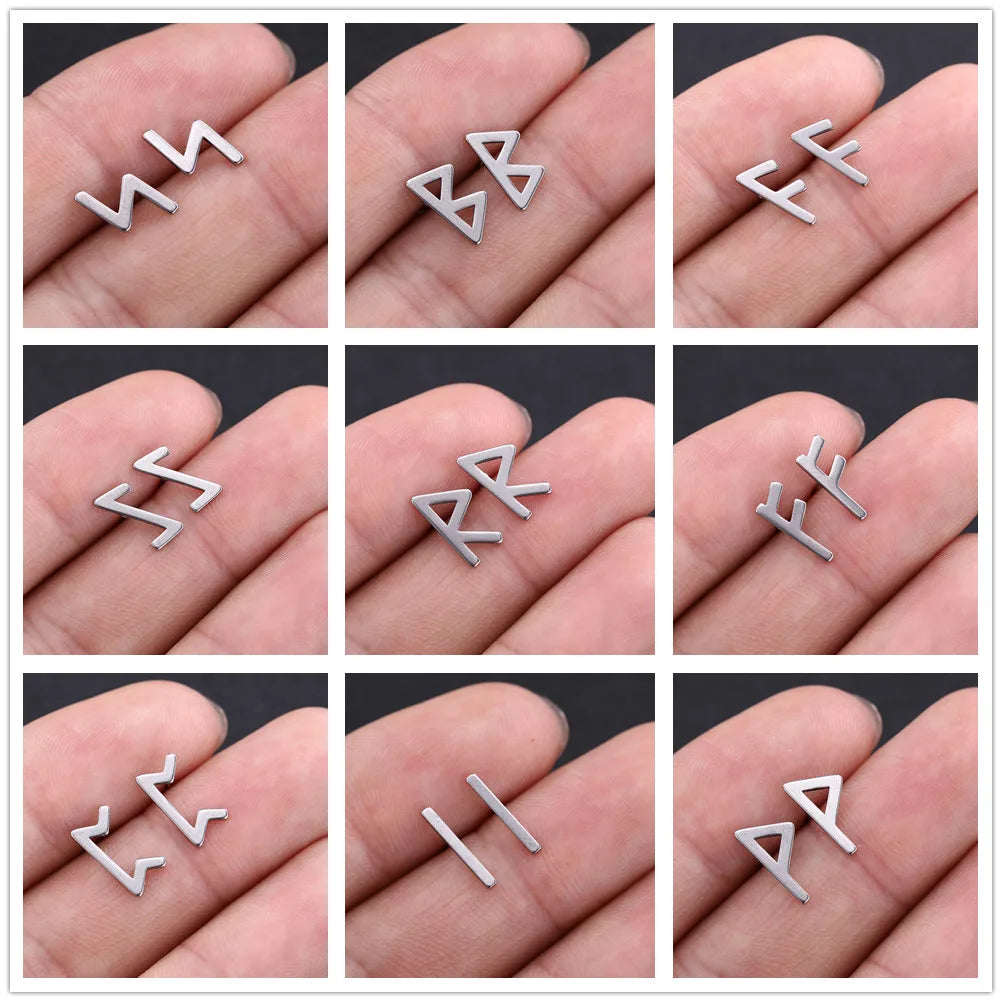 Nordic Runes Letter Earrings