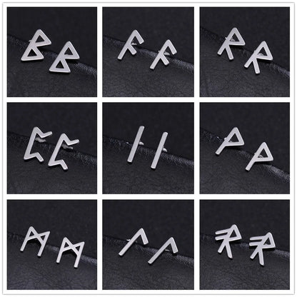 Nordic Runes Letter Earrings