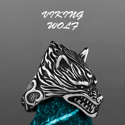 Norse Symbol Rings Set – Valknut, Yggdrasil, Wolf, and Ancient Runes in Stainless Steel