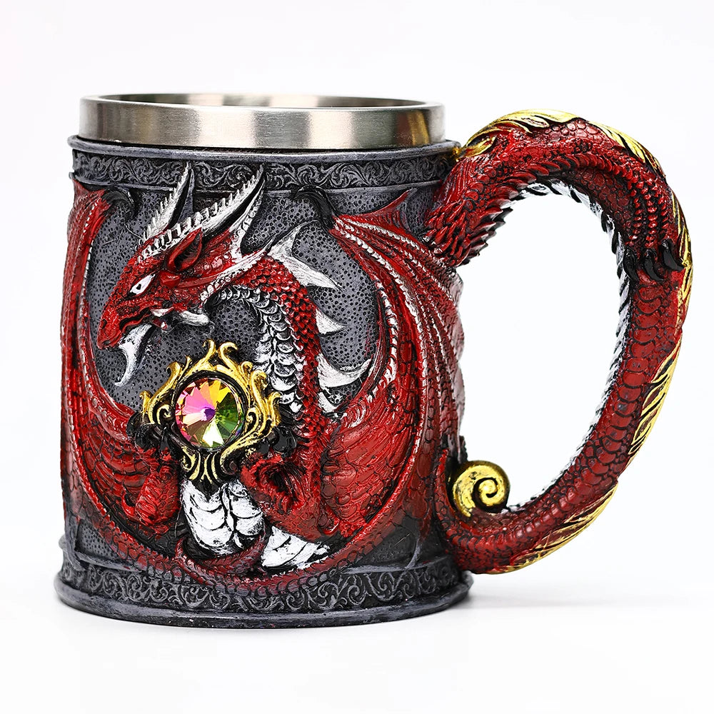 Valhalla Viking Tankard – Stainless Steel & Resin Norse Beer Mug