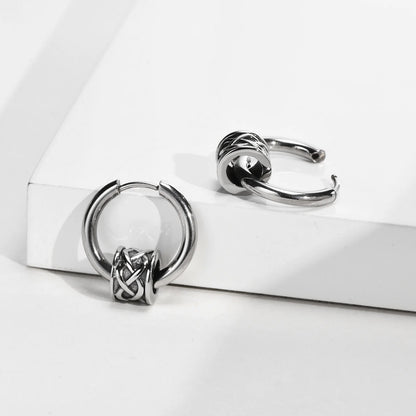 Celtic Knot Hoop Earrings – Norse-Inspired Stainless Steel Huggies for Men & Women (18mm)