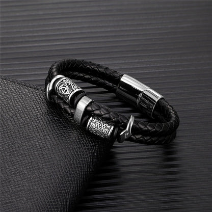 Nordic Rune Genuine Leather Bracelet