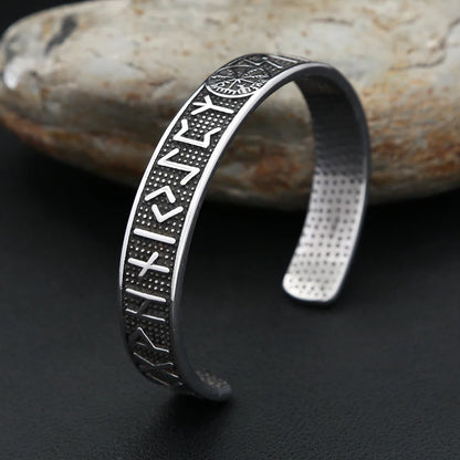 Viking Compass Cuff Bracelet – 316L Stainless Steel Norse Jewelry