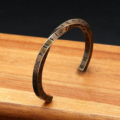 Viking Rune Möbius Cuff Bracelet – 316L Stainless Steel
