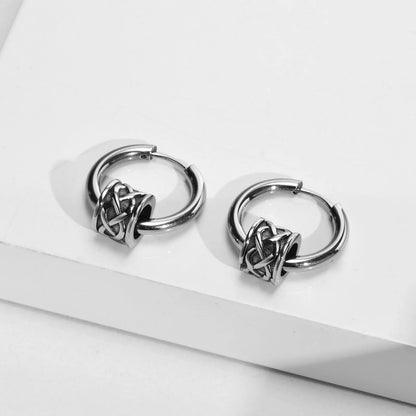 Celtic Knot Hoop Earrings – Norse-Inspired Stainless Steel Huggies for Men & Women (18mm)