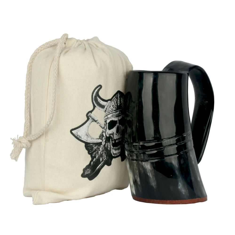 Natural Buffalo Horn Viking Mug – Handmade Norse Drinking Cup