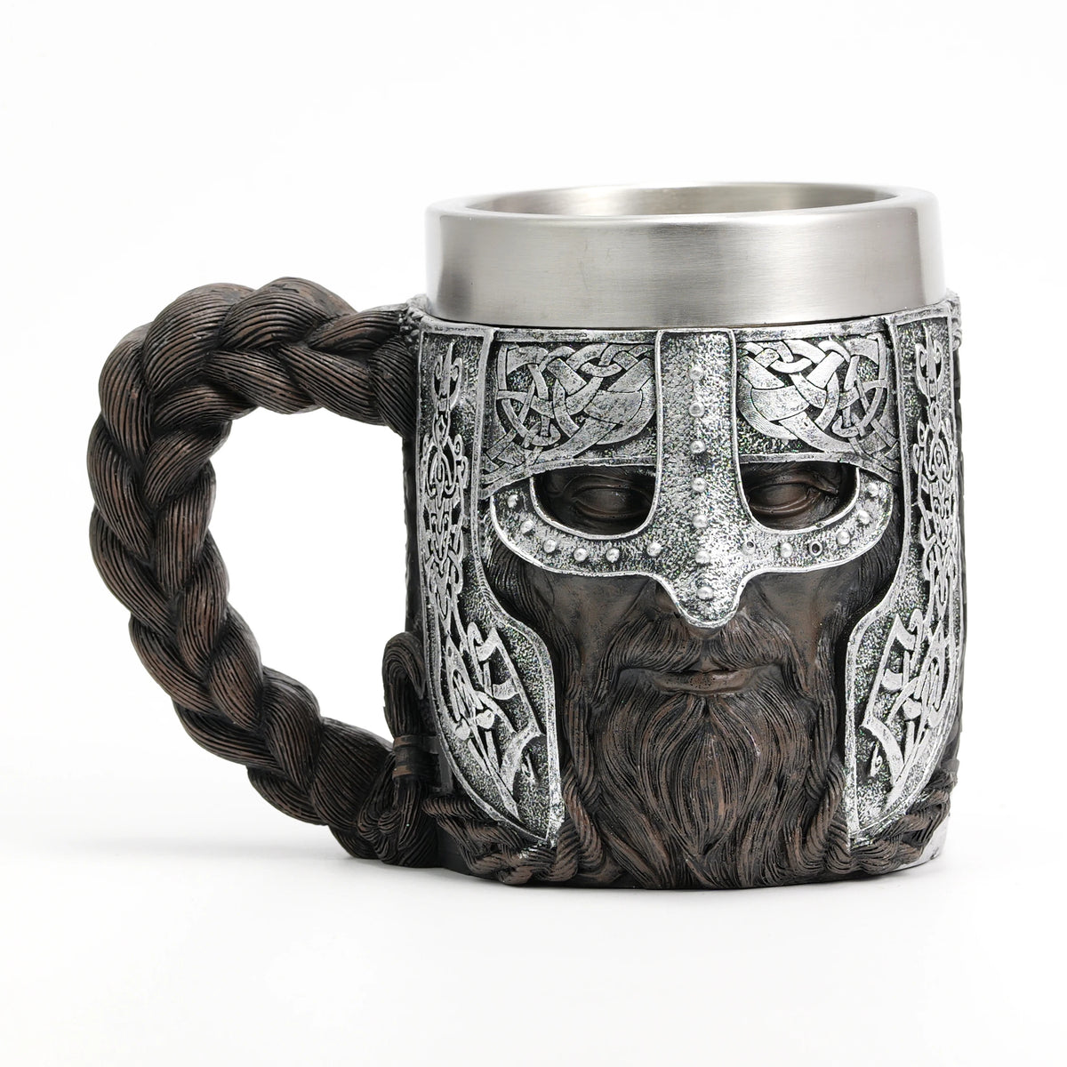 Valhalla Viking Tankard – Stainless Steel & Resin Norse Beer Mug