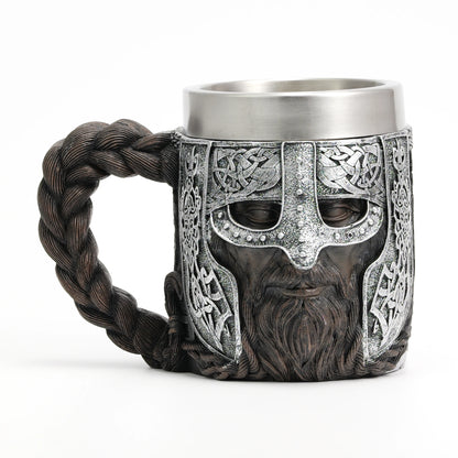 Valhalla Viking Tankard – Stainless Steel & Resin Norse Beer Mug