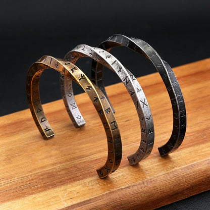 Viking Rune Möbius Cuff Bracelet – 316L Stainless Steel