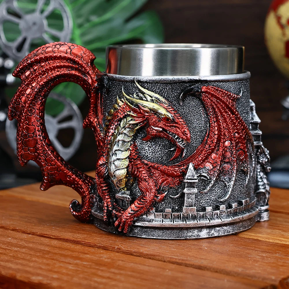 Valhalla Viking Tankard – Stainless Steel & Resin Norse Beer Mug