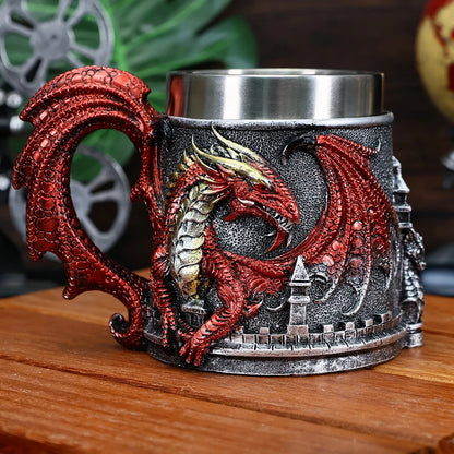 Valhalla Viking Tankard – Stainless Steel & Resin Norse Beer Mug