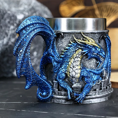 Valhalla Viking Tankard – Stainless Steel & Resin Norse Beer Mug