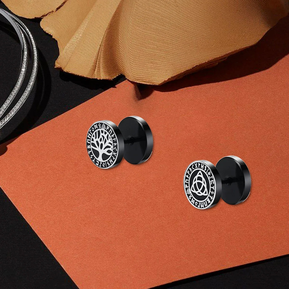 Norse Viking Runes Stud Earrings