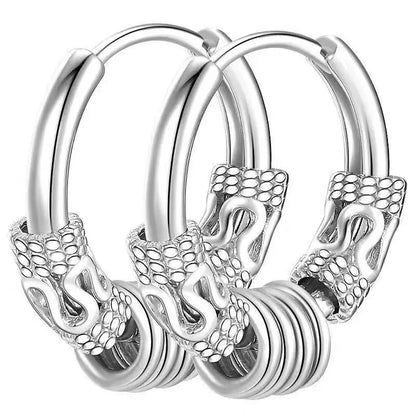 Viking Dragon Hoop Earrings – Stainless Steel Totem Hoops for Men & Women (12mm–16mm)