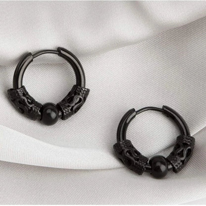 Viking Dragon Hoop Earrings – Stainless Steel Totem Hoops for Men & Women (12mm–16mm)