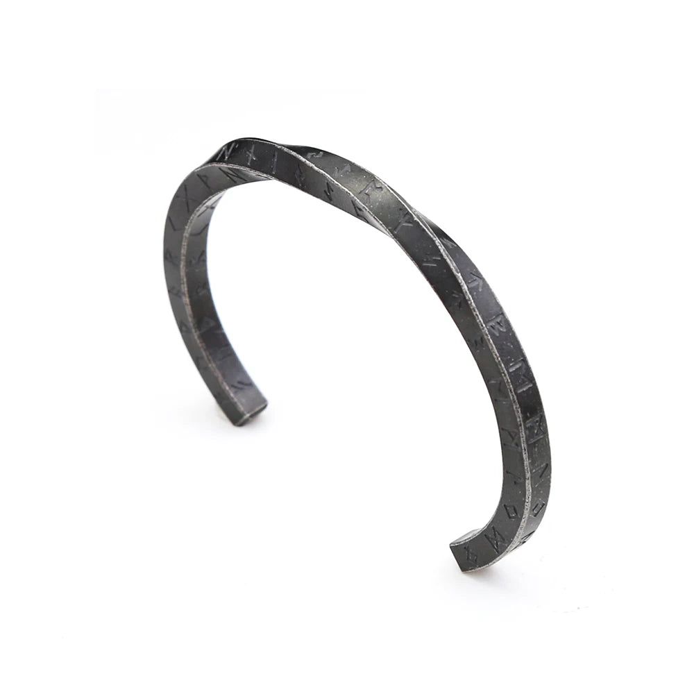 Viking Rune Möbius Cuff Bracelet – 316L Stainless Steel
