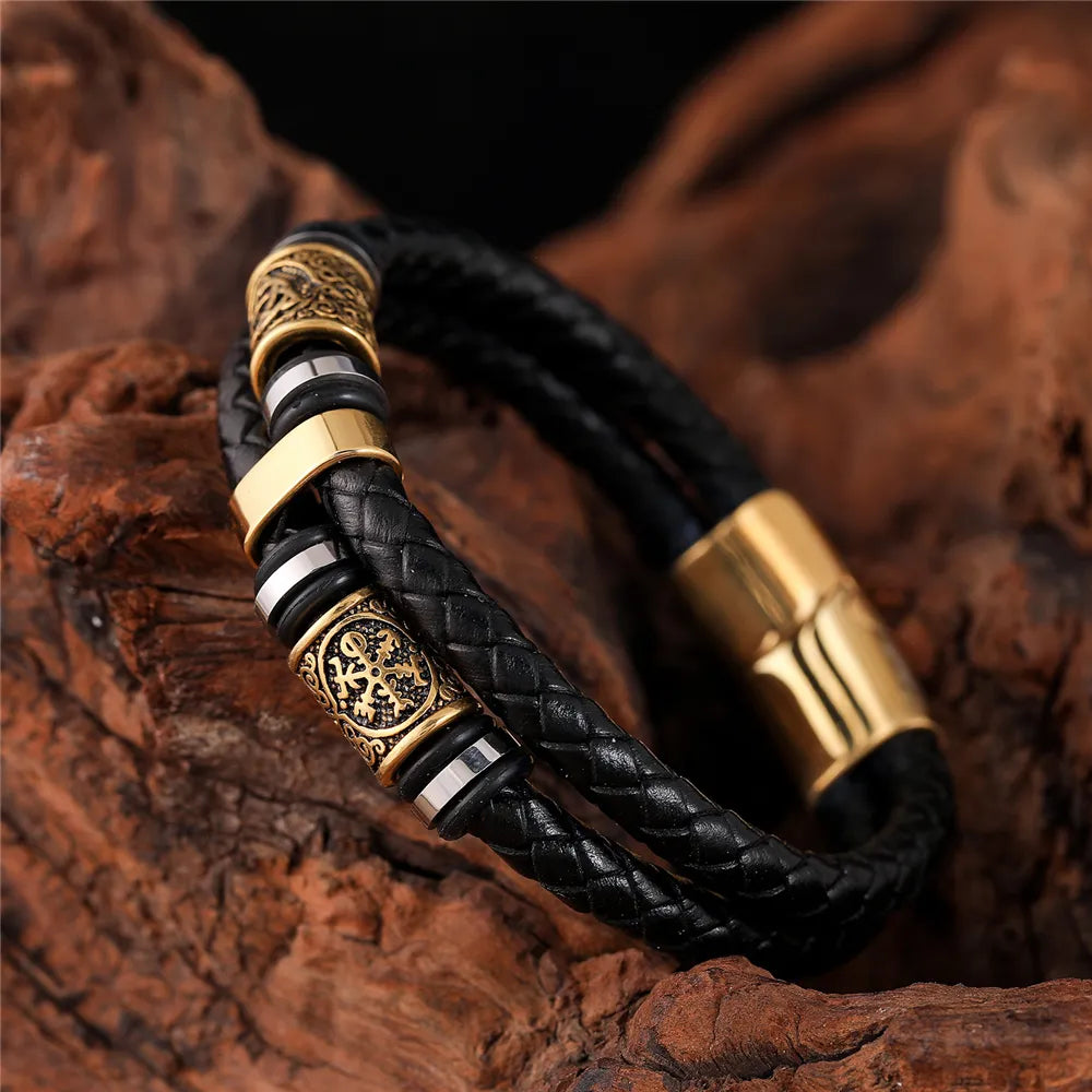 Nordic Rune Genuine Leather Bracelet