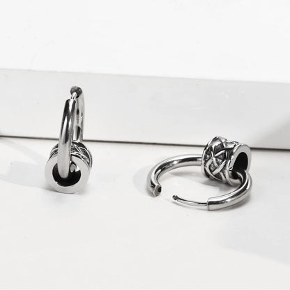 Celtic Knot Hoop Earrings – Norse-Inspired Stainless Steel Huggies for Men & Women (18mm)