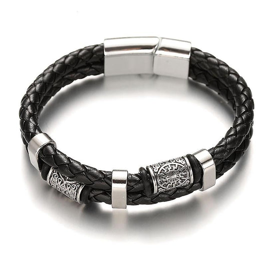 Nordic Rune Genuine Leather Bracelet - Odin's Shore