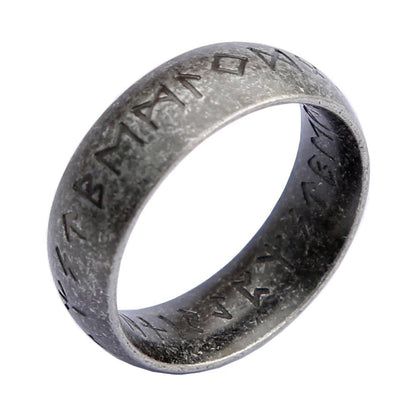 Viking Rune Ring side view highlighting the full Norse rune inscriptions.